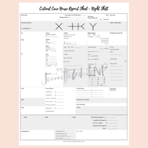 Critical Care Nurse Report Sheet  - Night Shift Version 1 - Narrow Margins