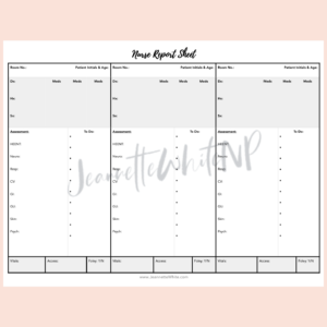 Nurse Report Sheet 3 Patients