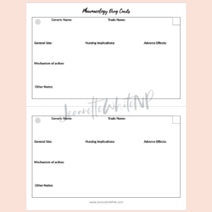 Pharmacology Cards Template - Narrow Margins