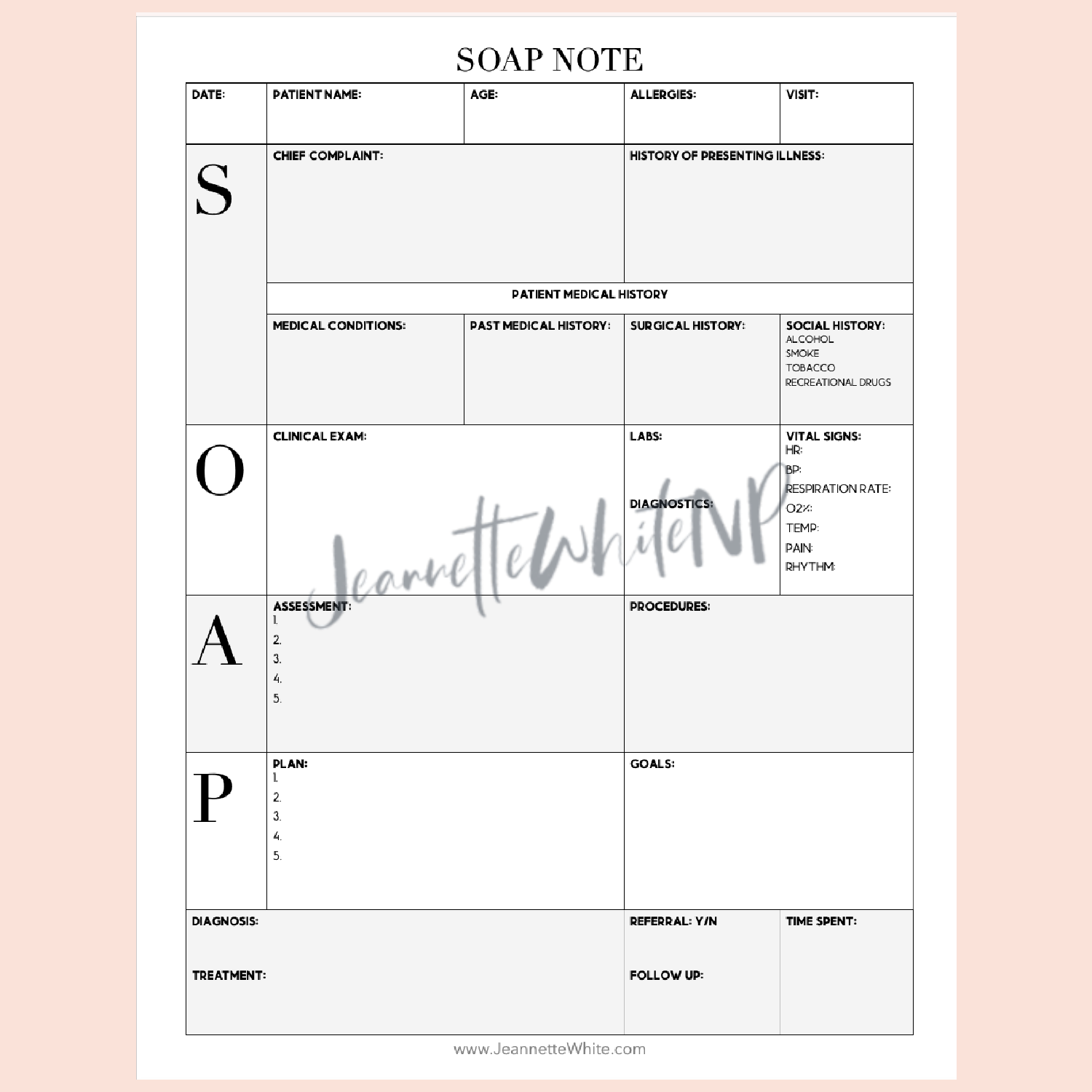 SOAP Note Template Version 2